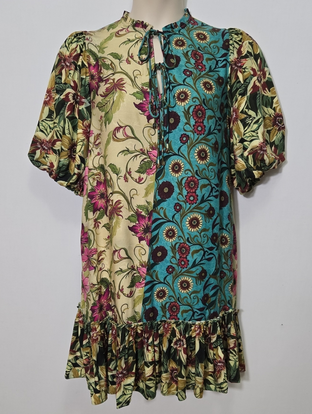 Celina Moon Moonlit Floral Dress Size S Peff Sleeve Ruffle